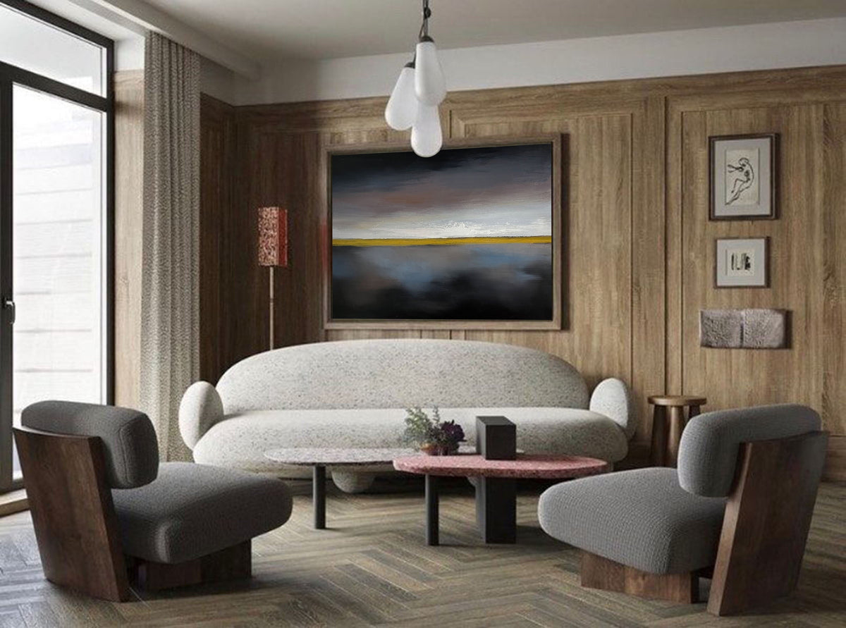 Nocturnal Golden Horizon Abstract Painting