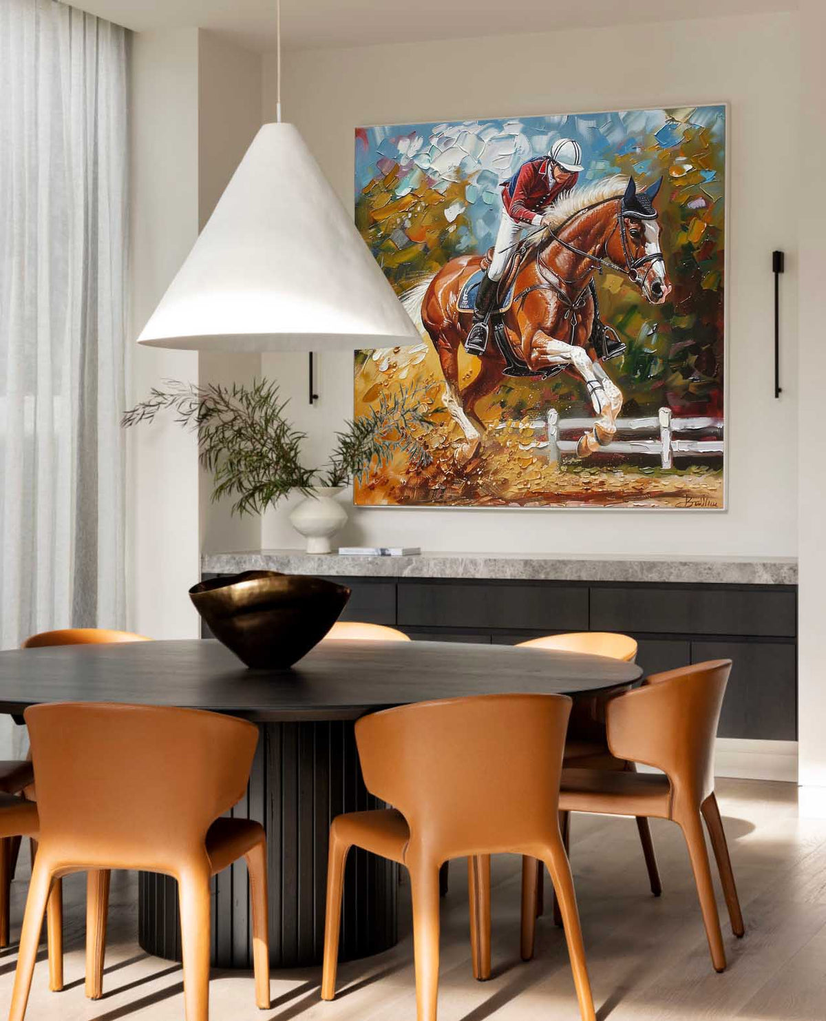 Equestrian Show Jumping 3D Impasto Painting