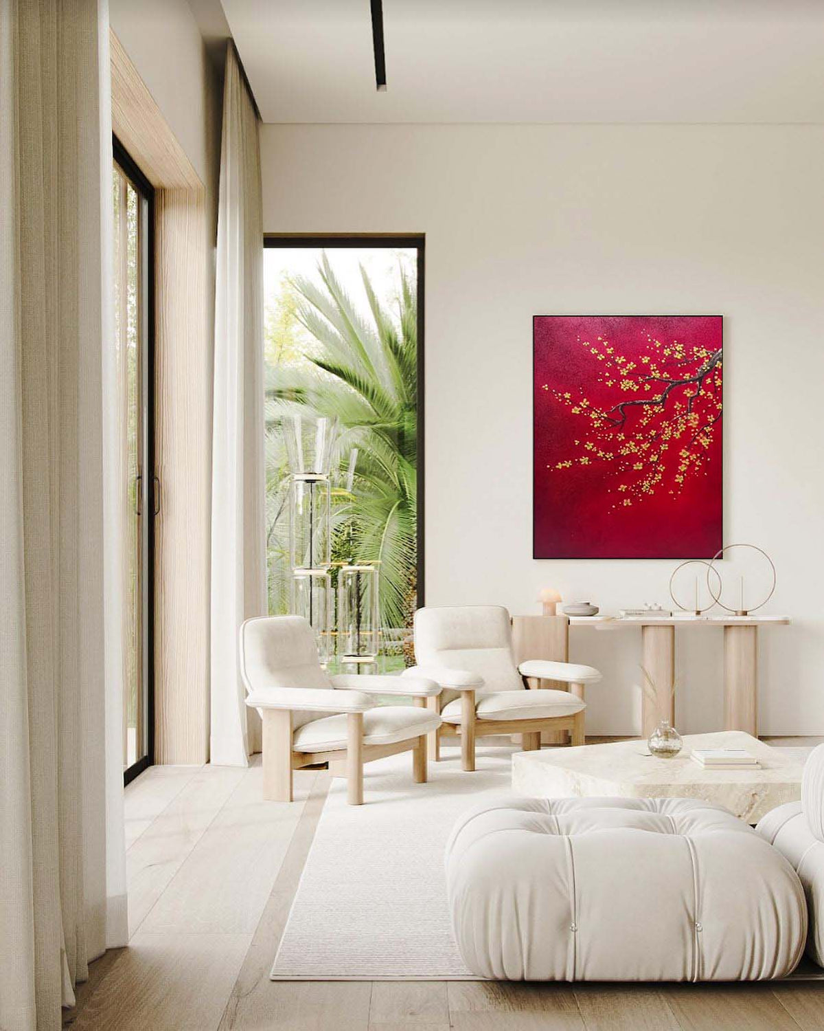 Landscape Red Background Plum Blossom Painting