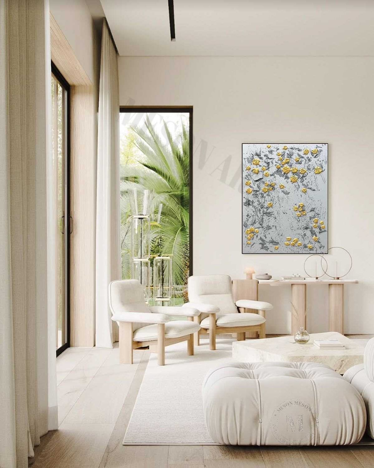 Wall Art Vertical 3D Impasto Yellow Rose