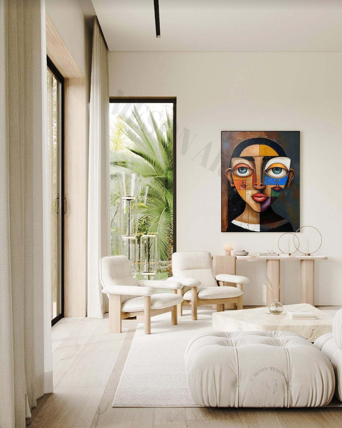 Wall Art Vertical Cubist Portrait Geometric