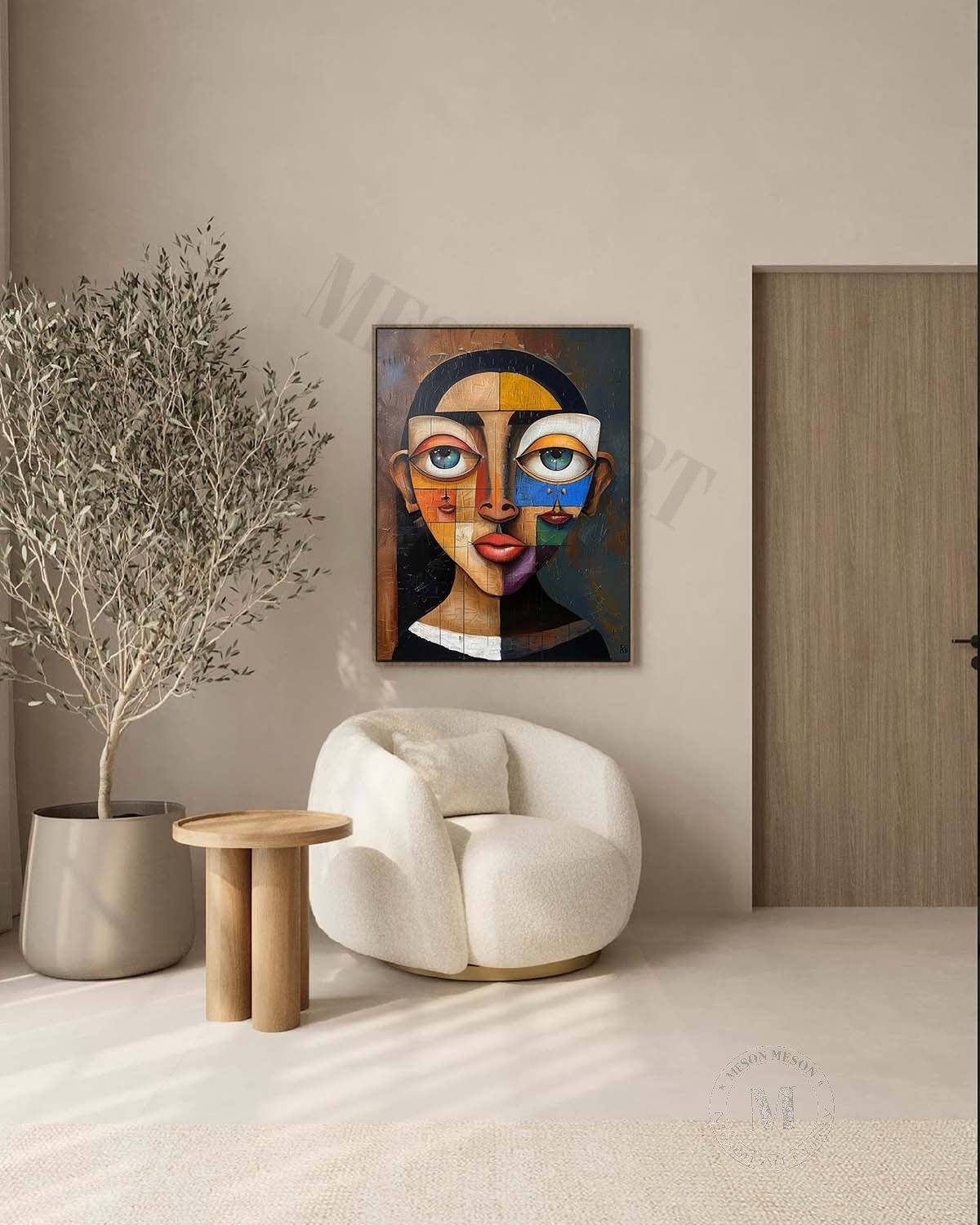 Wall Art Vertical Cubist Portrait Geometric