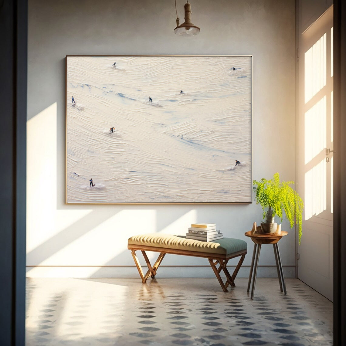 Wall Art Abstract Colorful Skier Winter