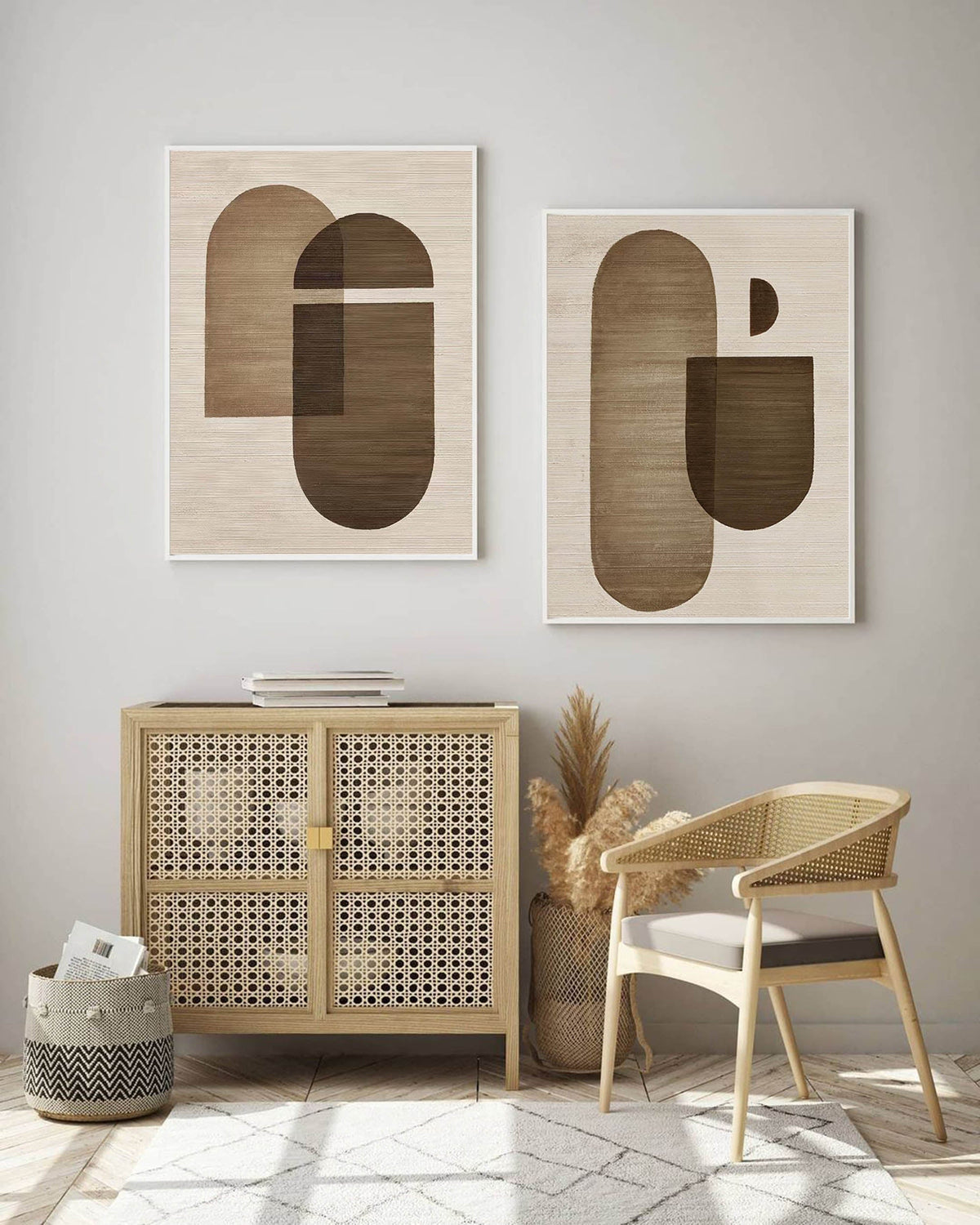 Earthy Organic Shapes Diptych Set