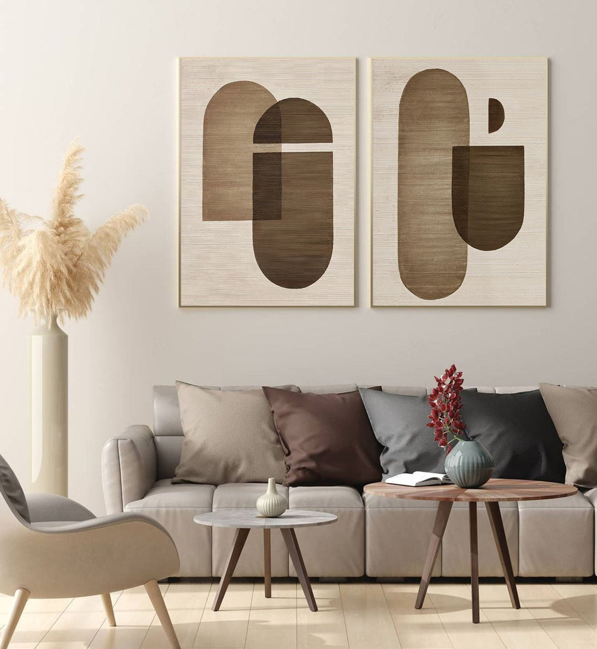 Earthy Organic Shapes Diptych Set