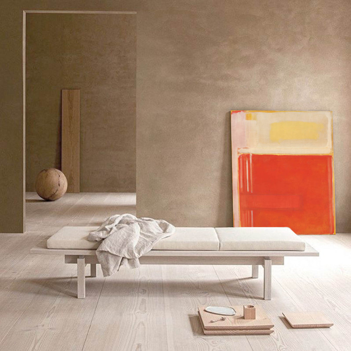 Mark Rothko Style Abstract Oil Painting Bold Red Yellow