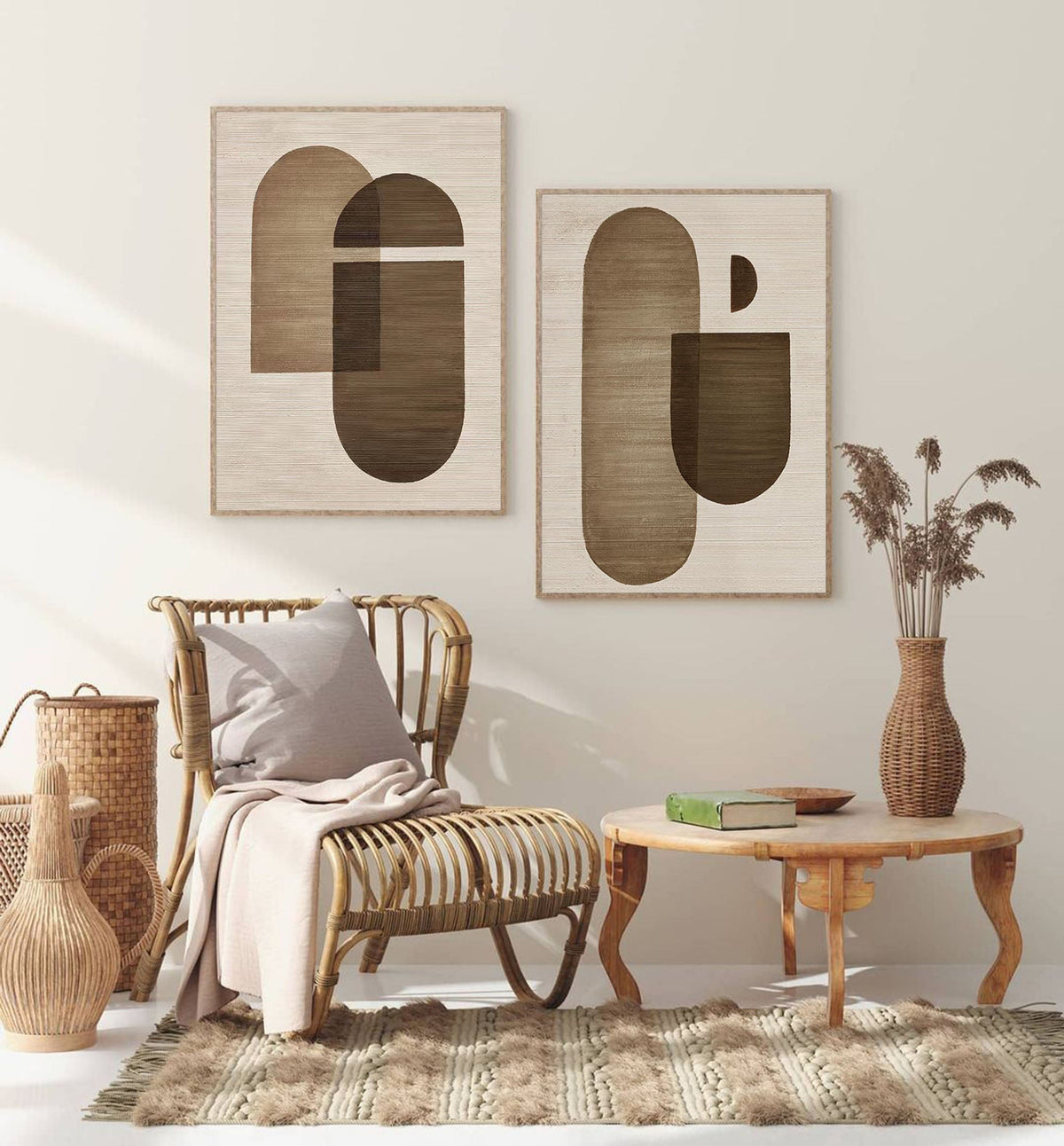 Earthy Organic Shapes Diptych Set