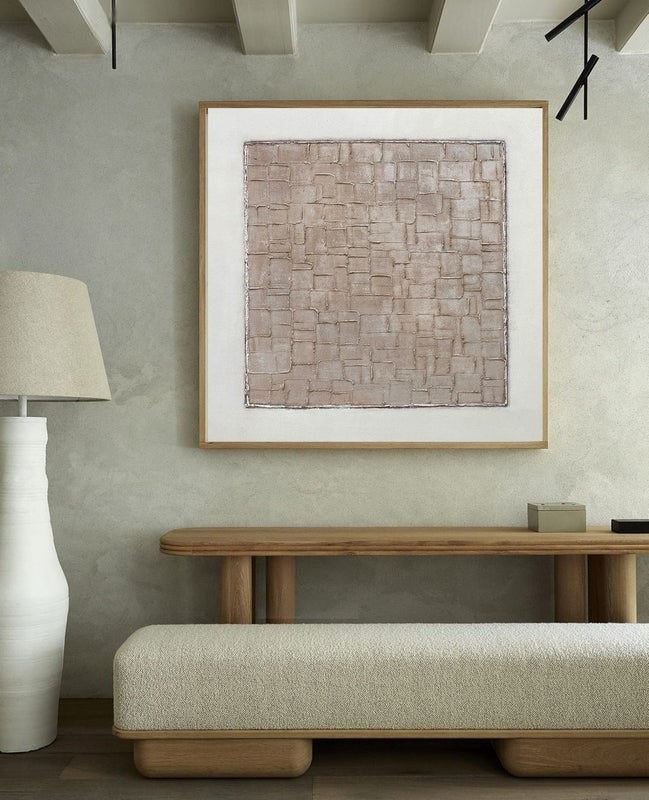 Beige Textured Geometric Minimalist Painting