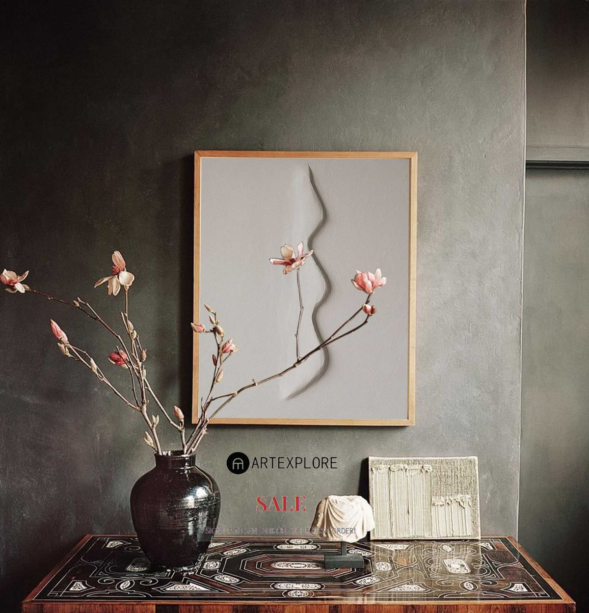 Wavy Relief Beige Textured Wall Canvas