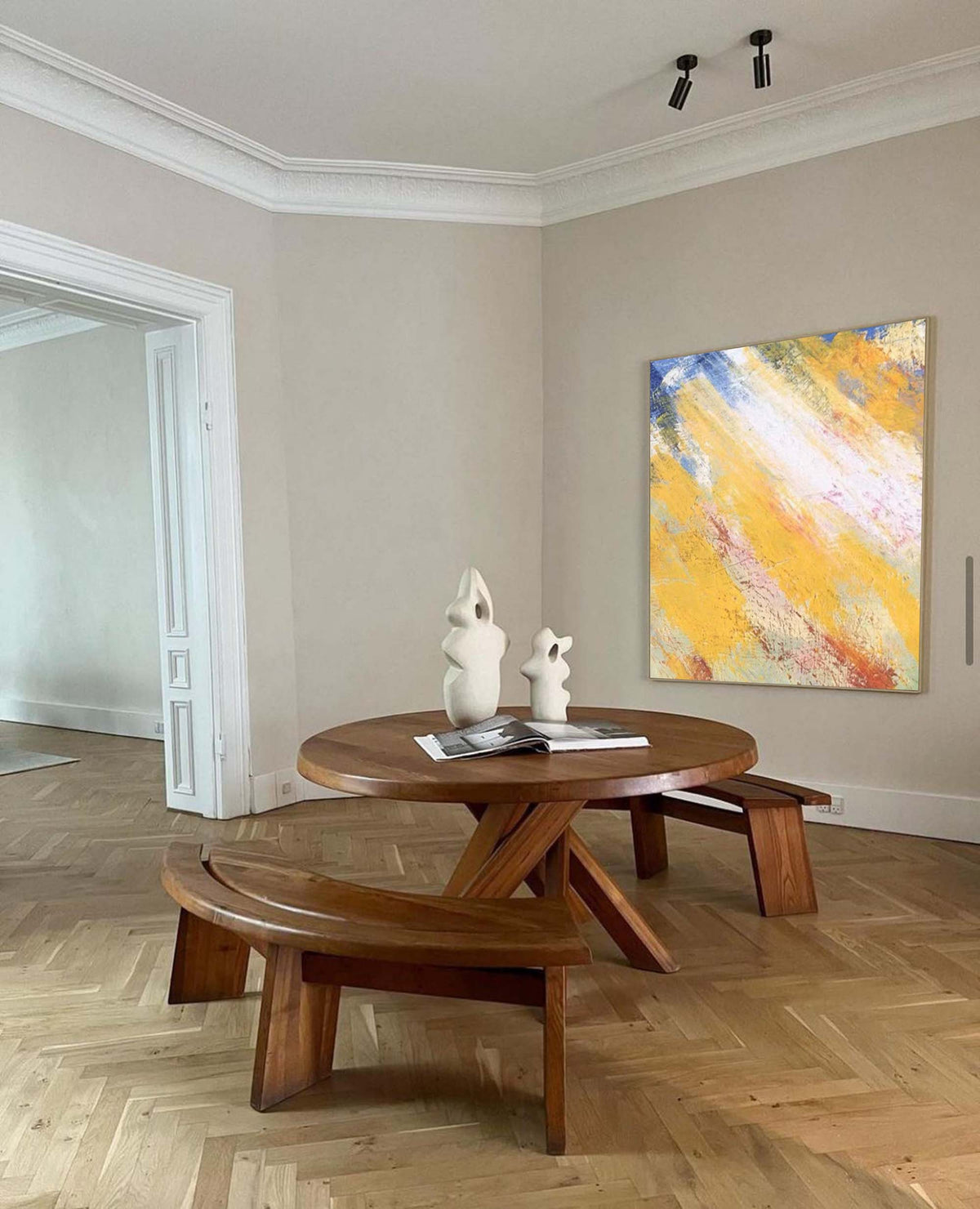 Sunlit Yellow Abstract Canvas Wall Art