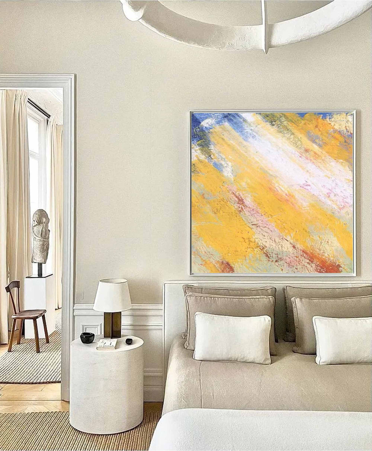Sunlit Yellow Abstract Canvas Wall Art
