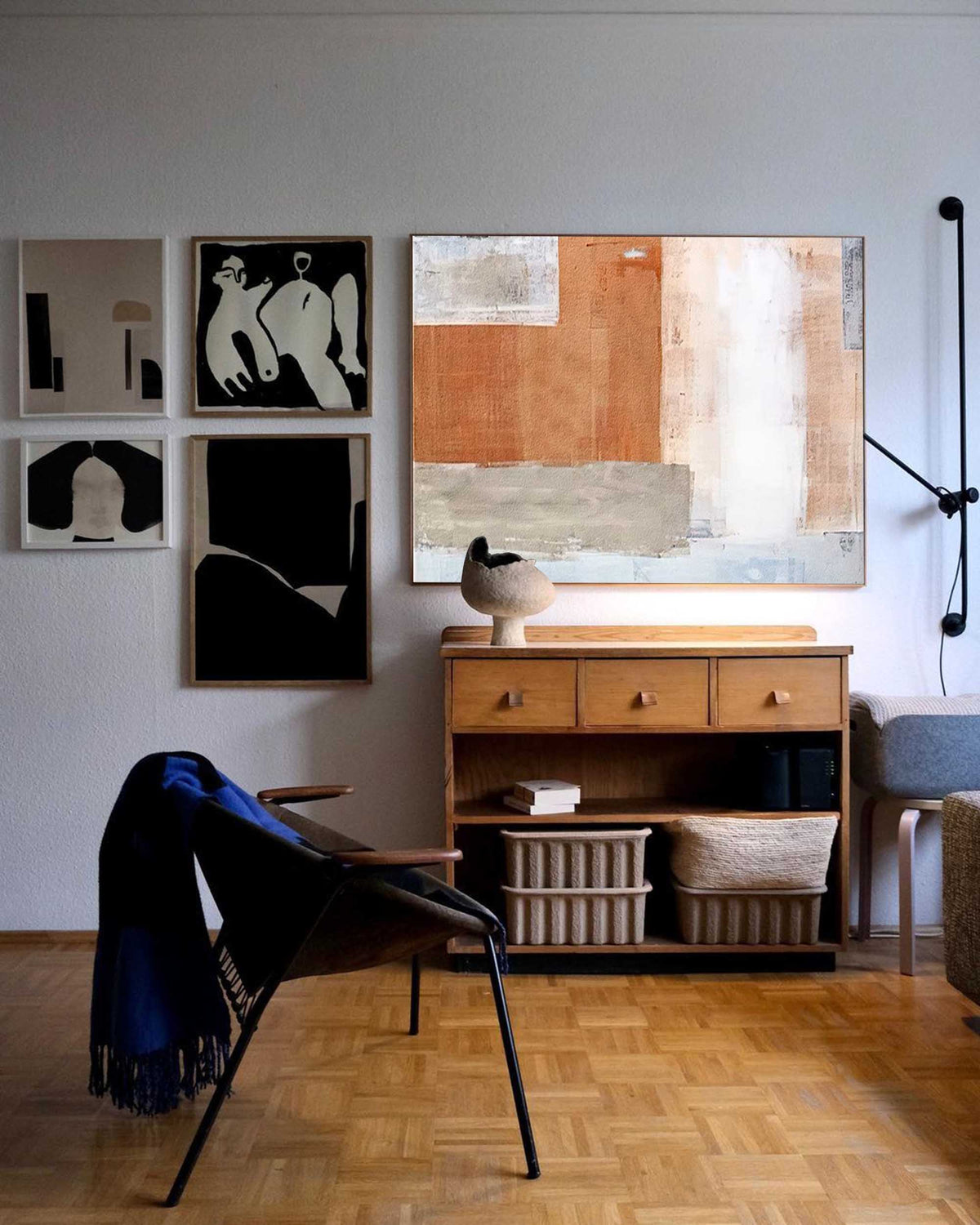 Terracotta Neutral Block Abstract Impasto Canvas Wall
