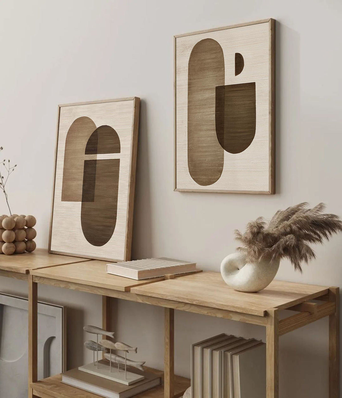 Earthy Organic Shapes Diptych Set