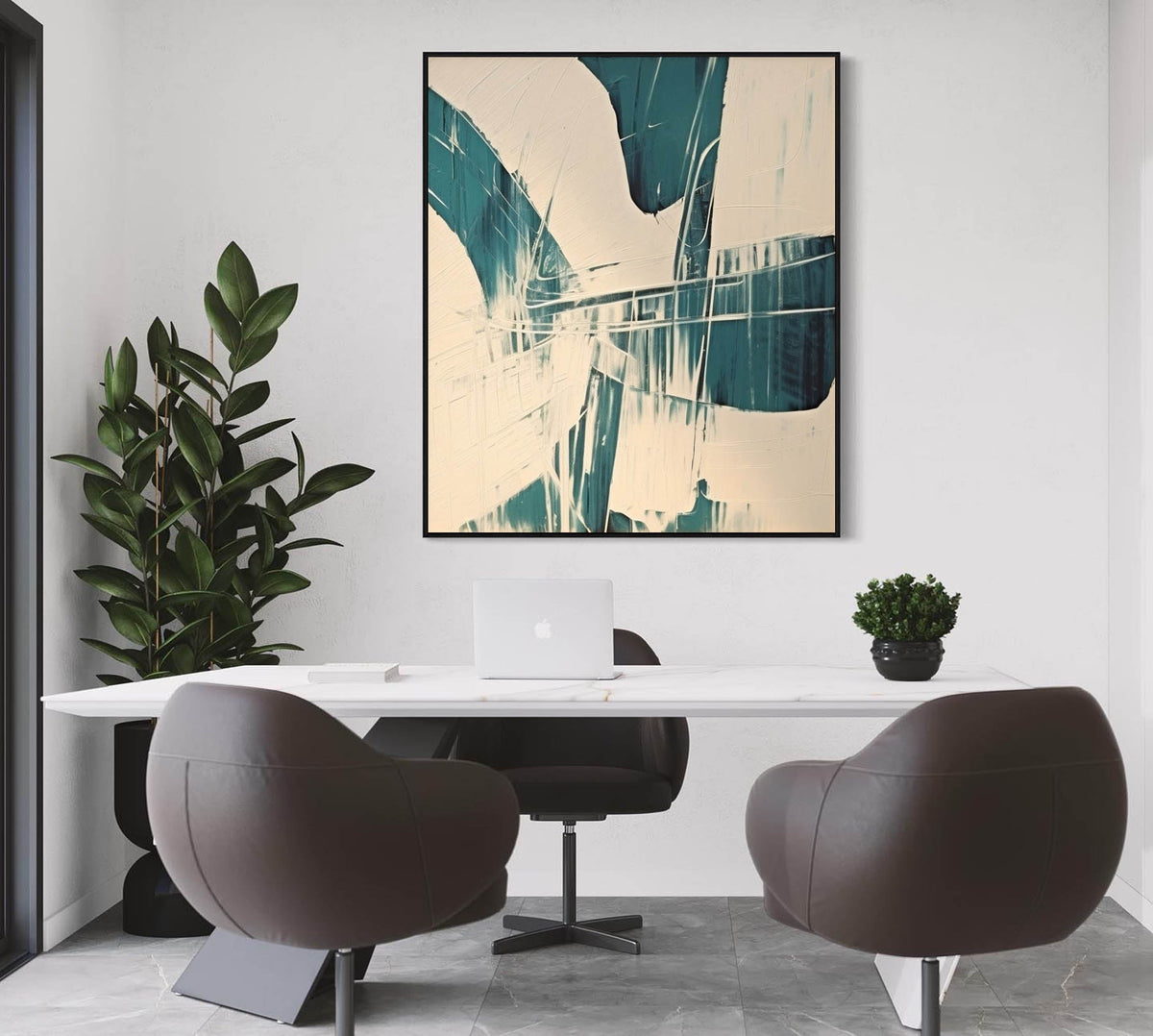 Wall Art Teal Abstract Swirl Palette Knife