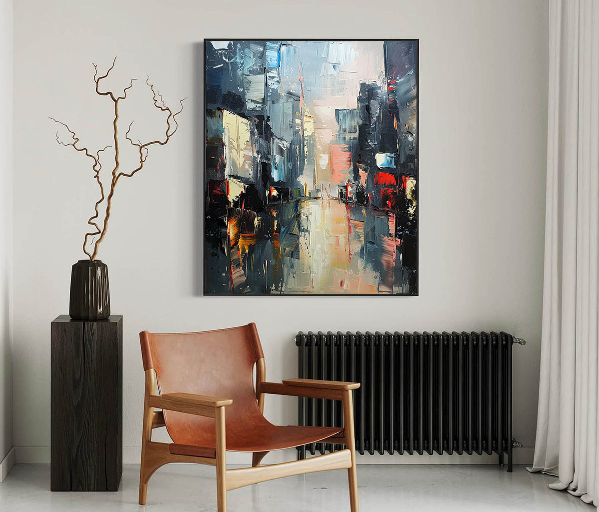 Abstract Urban Cityscape Impasto Painting