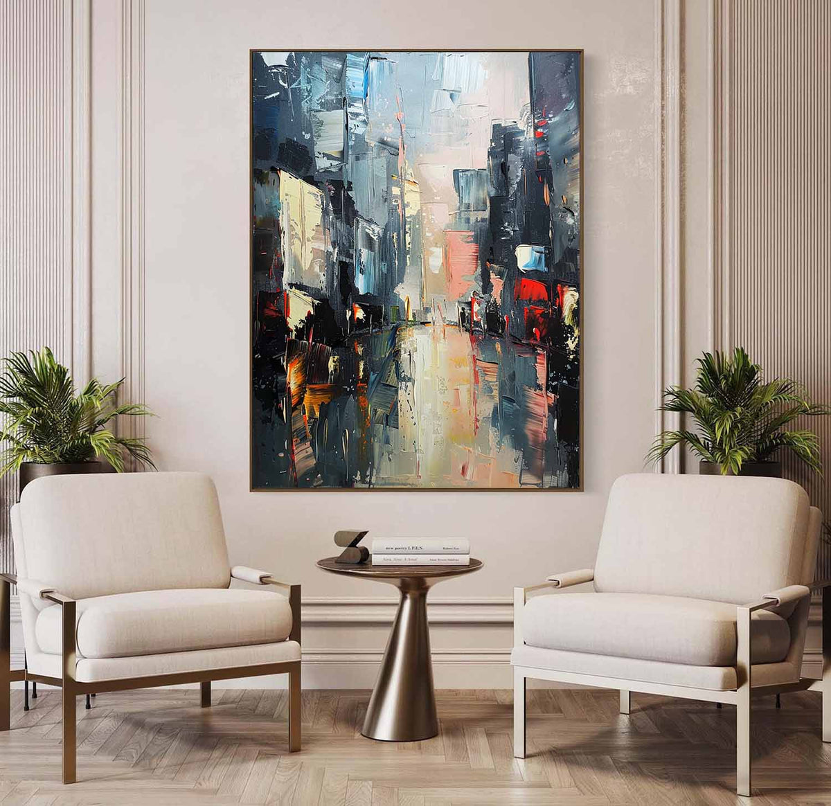 Abstract Urban Cityscape Impasto Painting
