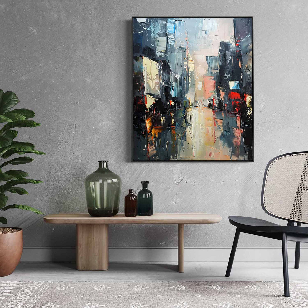 Abstract Urban Cityscape Impasto Painting