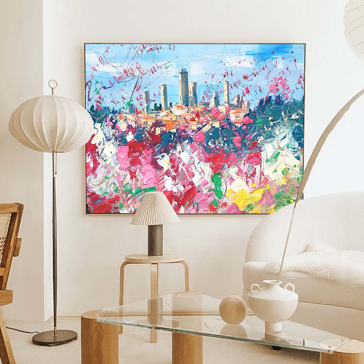 Floral Impressionist Cityscape Oil Painting