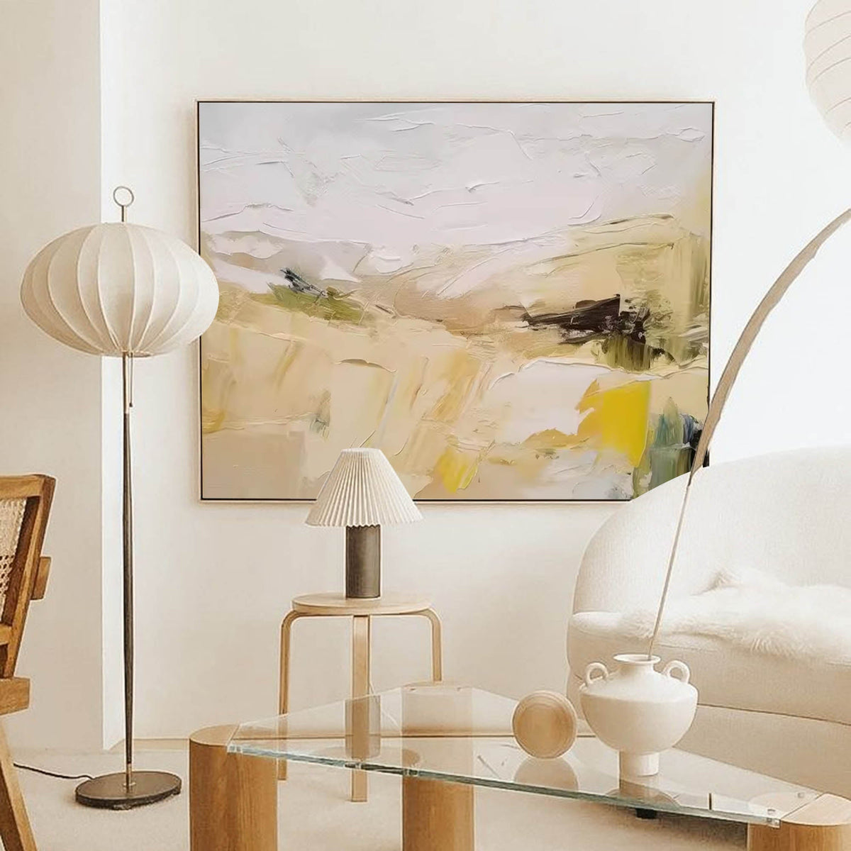 Neutral Tone Impasto Abstract Oil Painting