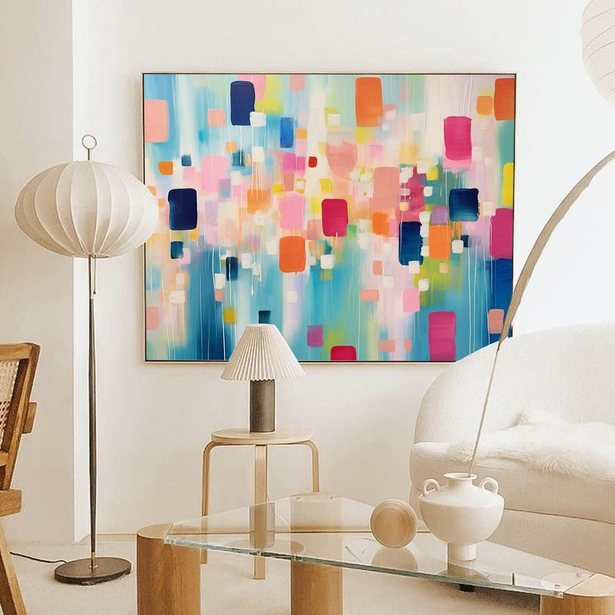 Contemporary Painting Vibrant Color Blocks Wall Art