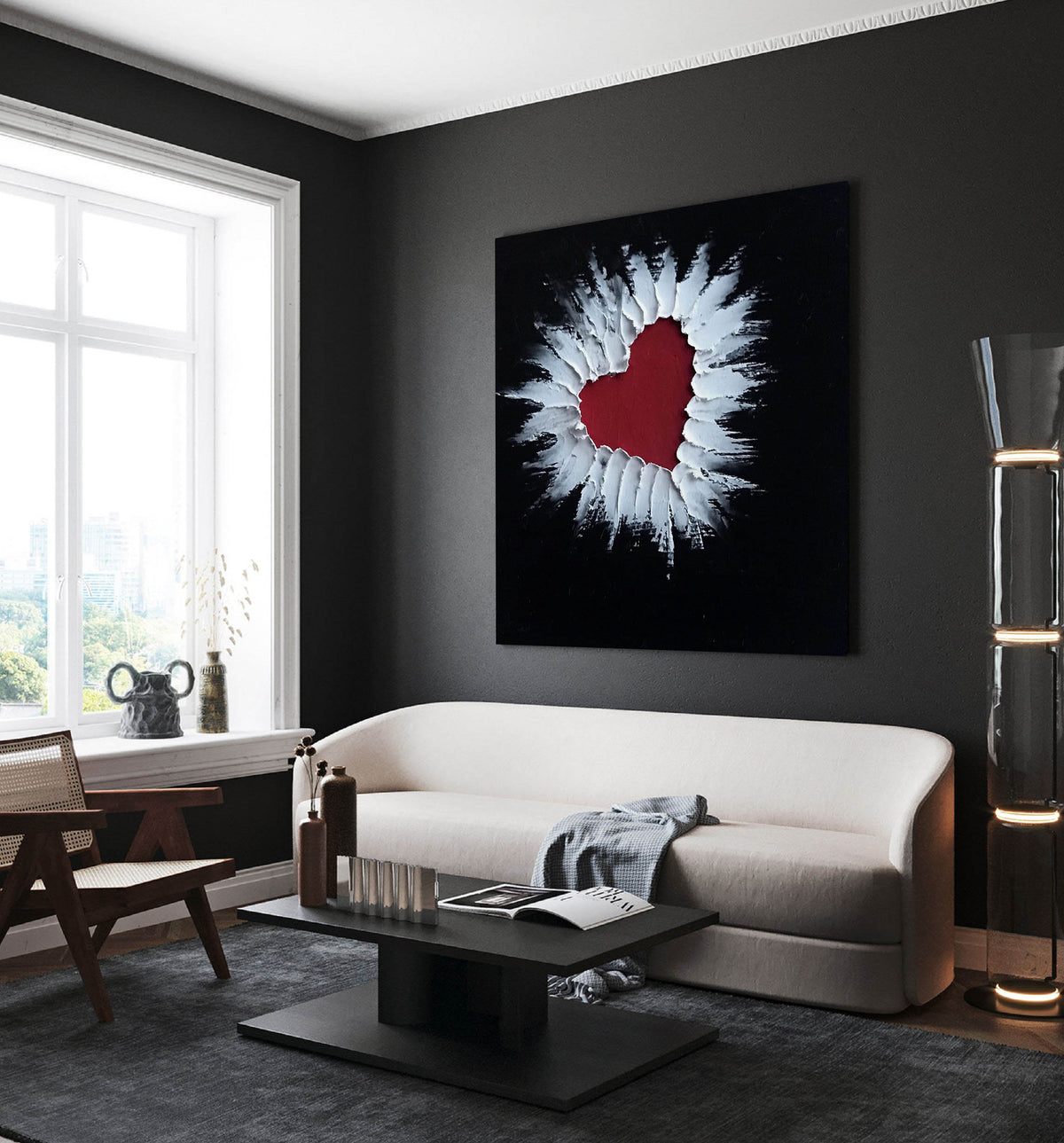 Texture Love Red Heart 3D Textured Painting