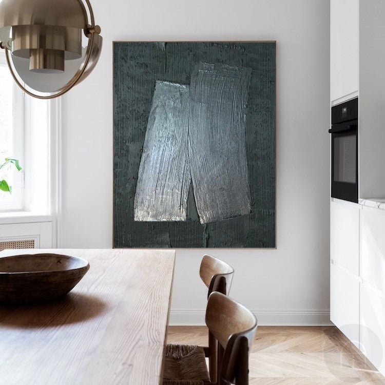 Wall Art Black Grey Geometric Rectangles Abstract Minimalist Texture Living Room