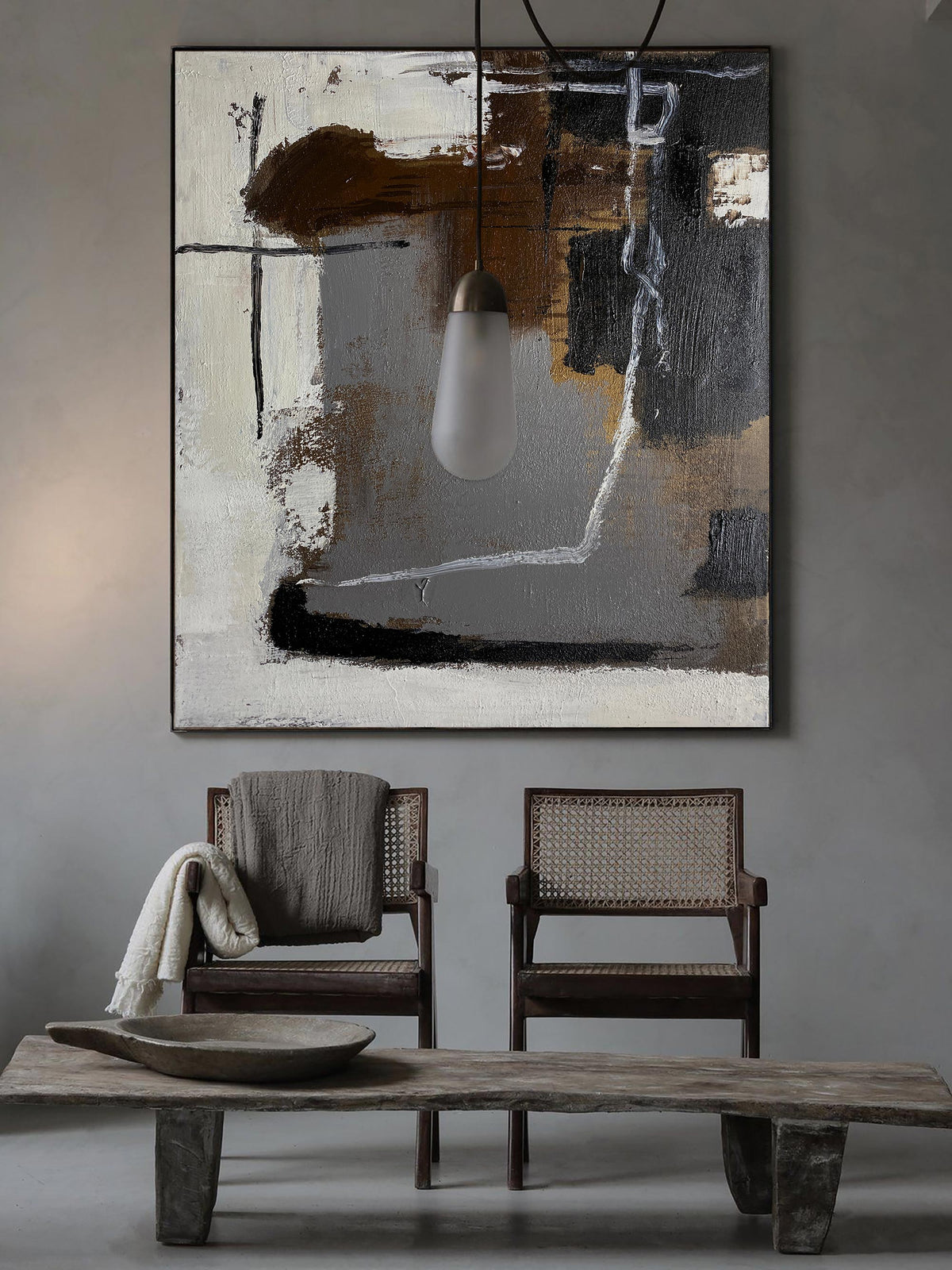 Industrial Neutral Abstract Painting Vertical