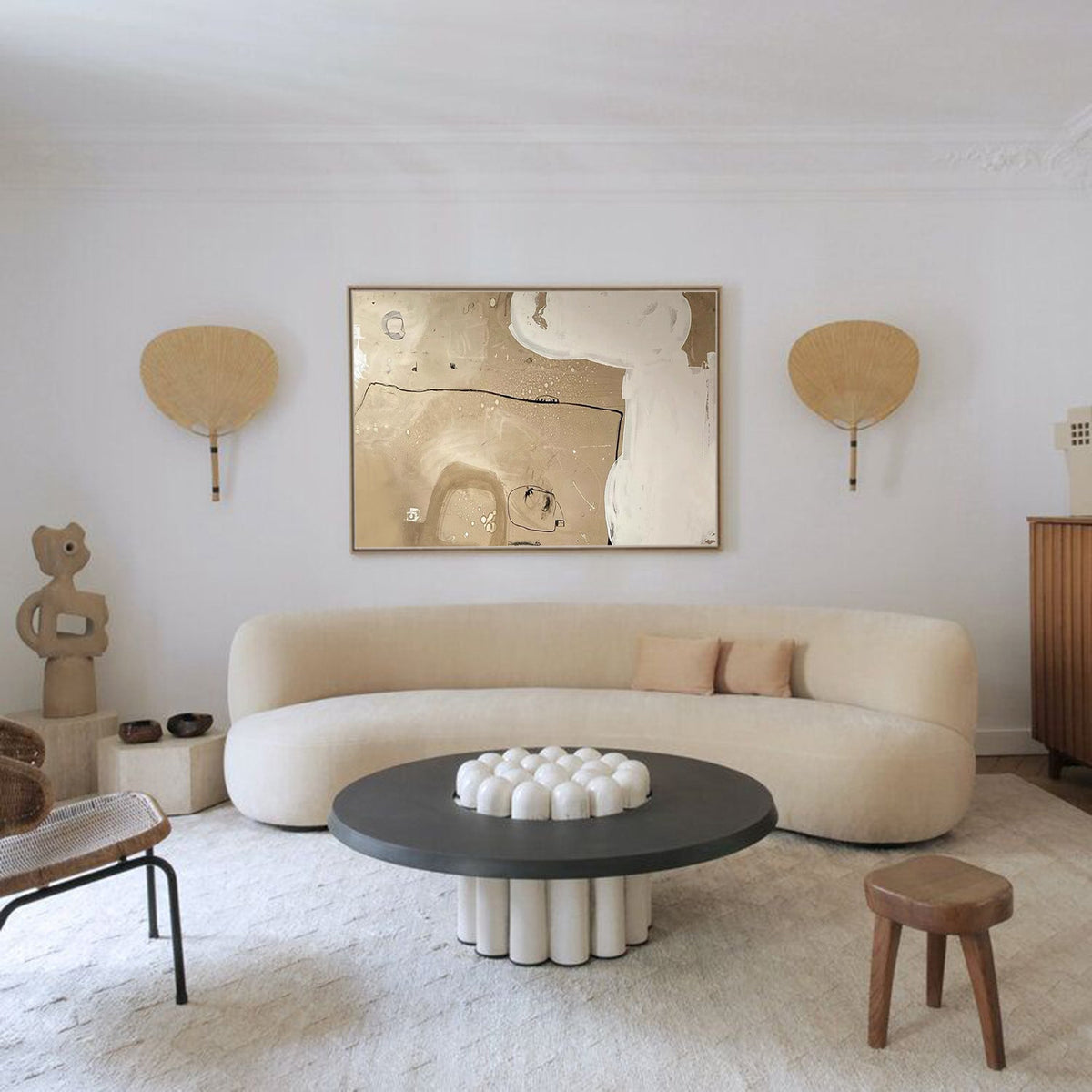 Wall Art Beige Abstract Line Shape Modern Minimalist Texture Living Room Bedroom