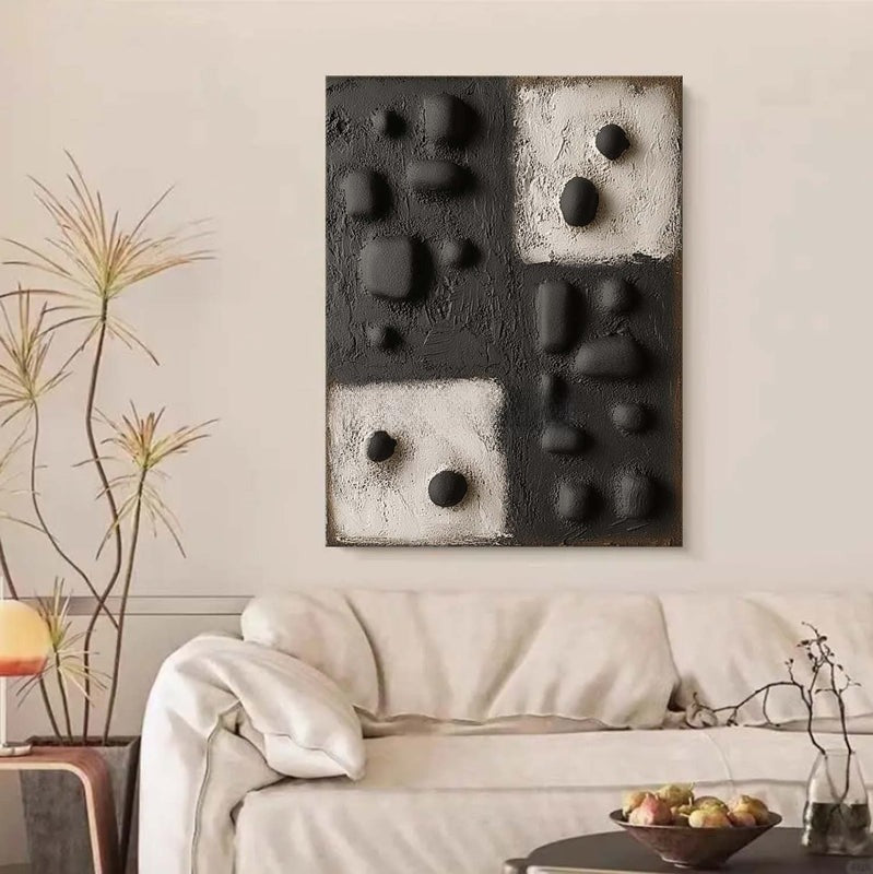 Wall Art Contrast Block Bas-Relief Abstract Painting