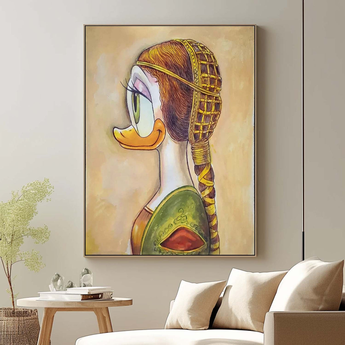 Pop Art Mashup Daisy Duck Pearl Earring Oil Painting